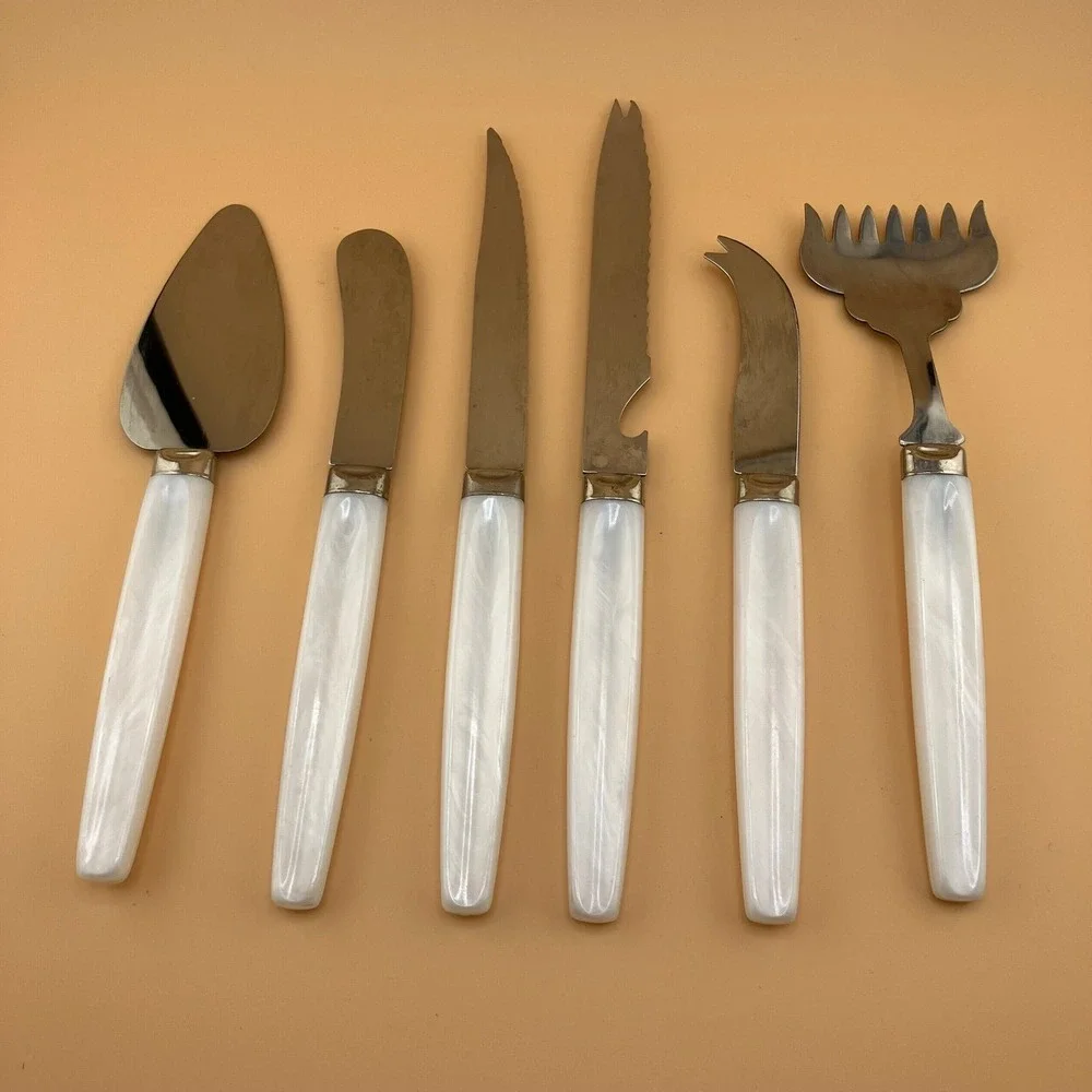6 Piece Set Vintage Stainless Pearly Handle Charcuterie Regent Sheffield England